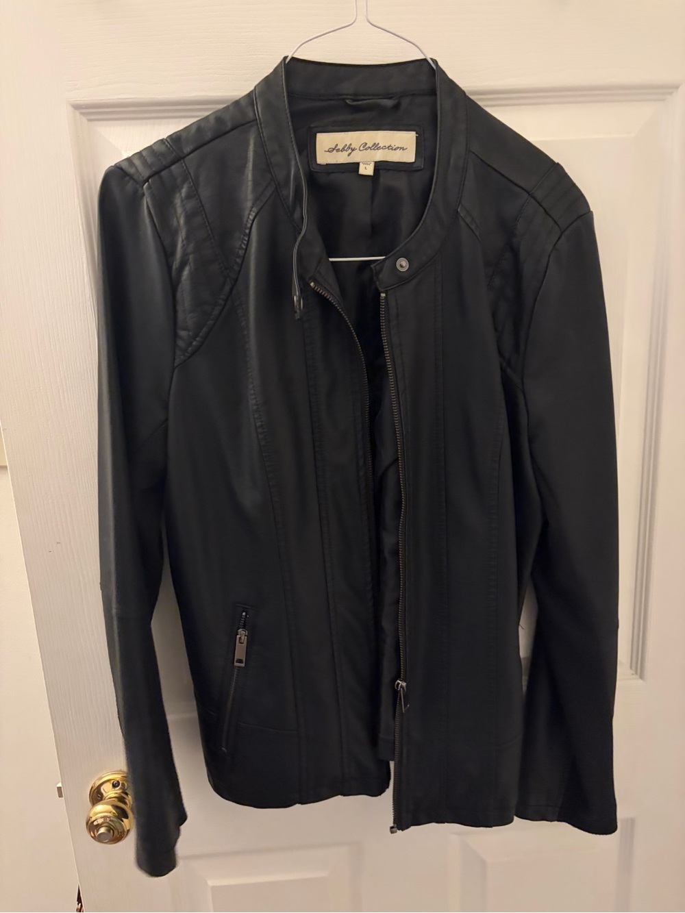 Sally Collection Black Faux Leather Zip-Up Jacket